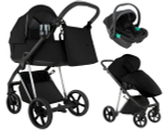 Детская коляска Roan Sol Vintage Luxury 2.0 3 в 1 с автокреслом Pituso Santiso Pro VIN 05/CB Caviar Black/Nickel/руч.Black