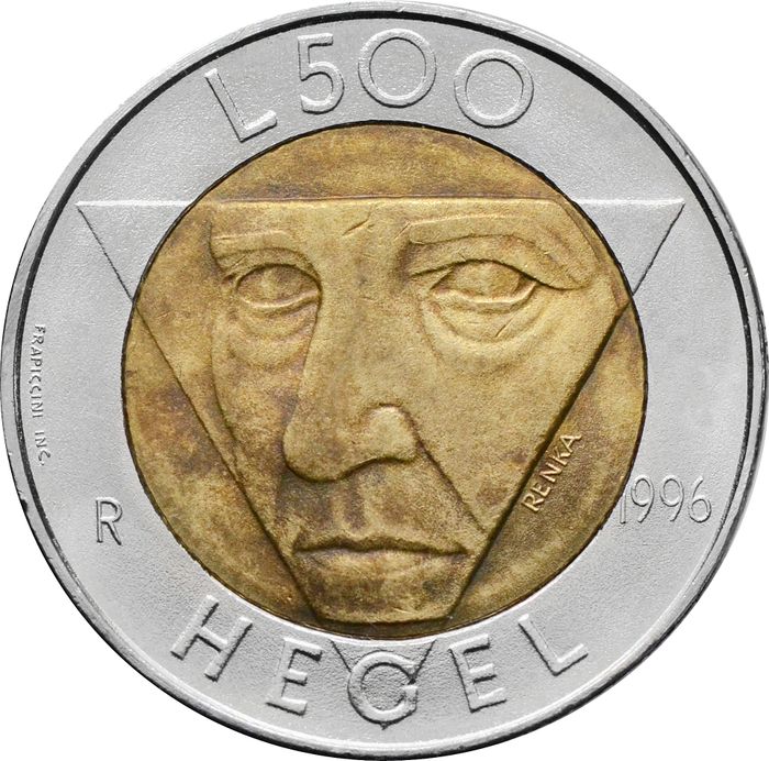 500 лир 1996 Сан-Марино, Фридрих Гегель