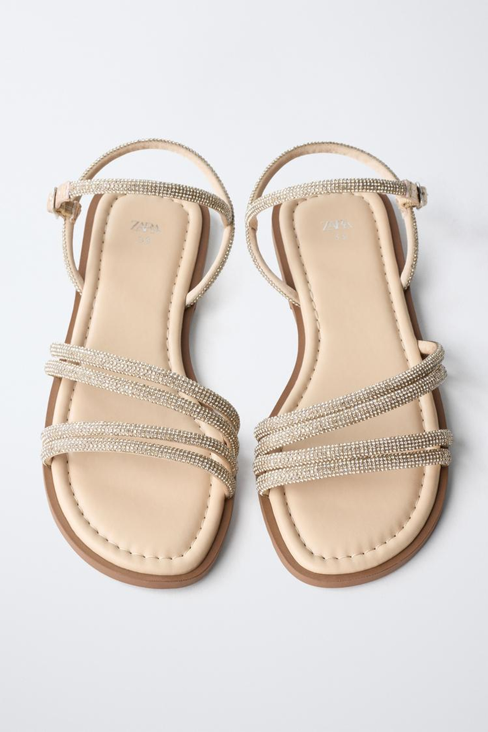 ZARA САНДАЛИИ СО СТРАЗАМИ, ЗОЛОТИСТЫЙ