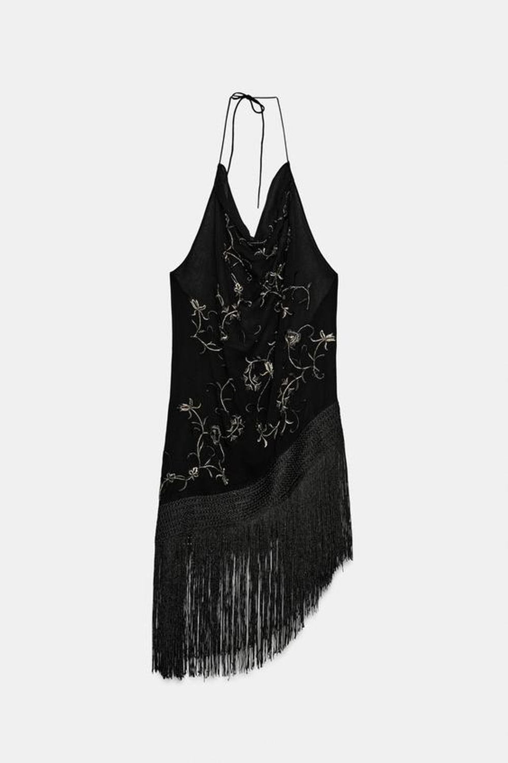 ZARA ТОП С ВЫШИВКОЙ И БАХРОМОЙ — ZW COLLECTION, ЧЕРНЫЙ