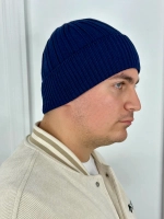 шапка вязаная теплая с отворотом стильная