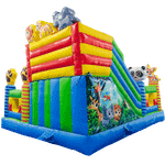Коммерческий надувной батут «Звериный мир 2» с горкой и аркой, 6*5*4.2 м