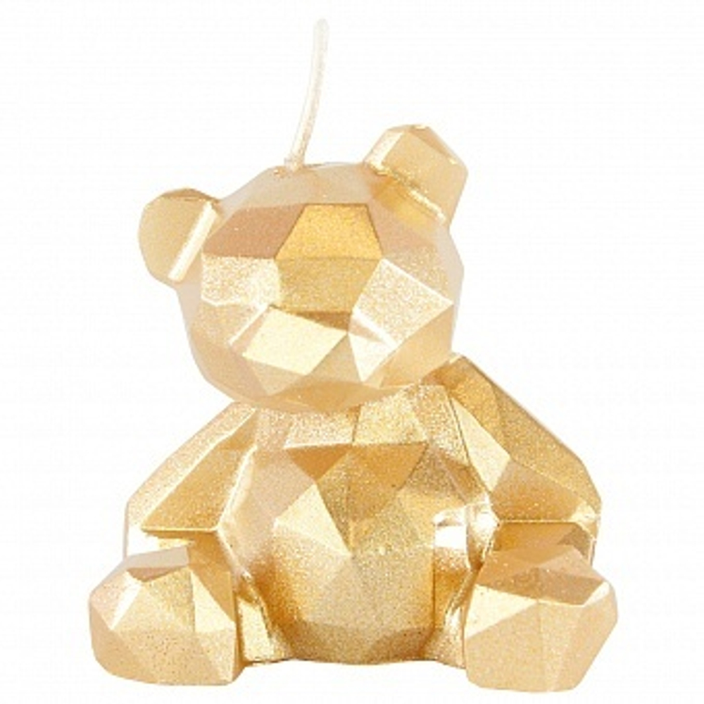 Свеча Фигура Медведь граненый Золото 6*5 см.