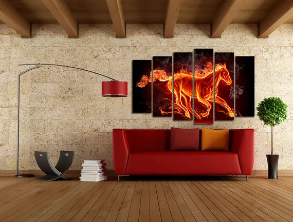 Модульная картина "Огненный конь"