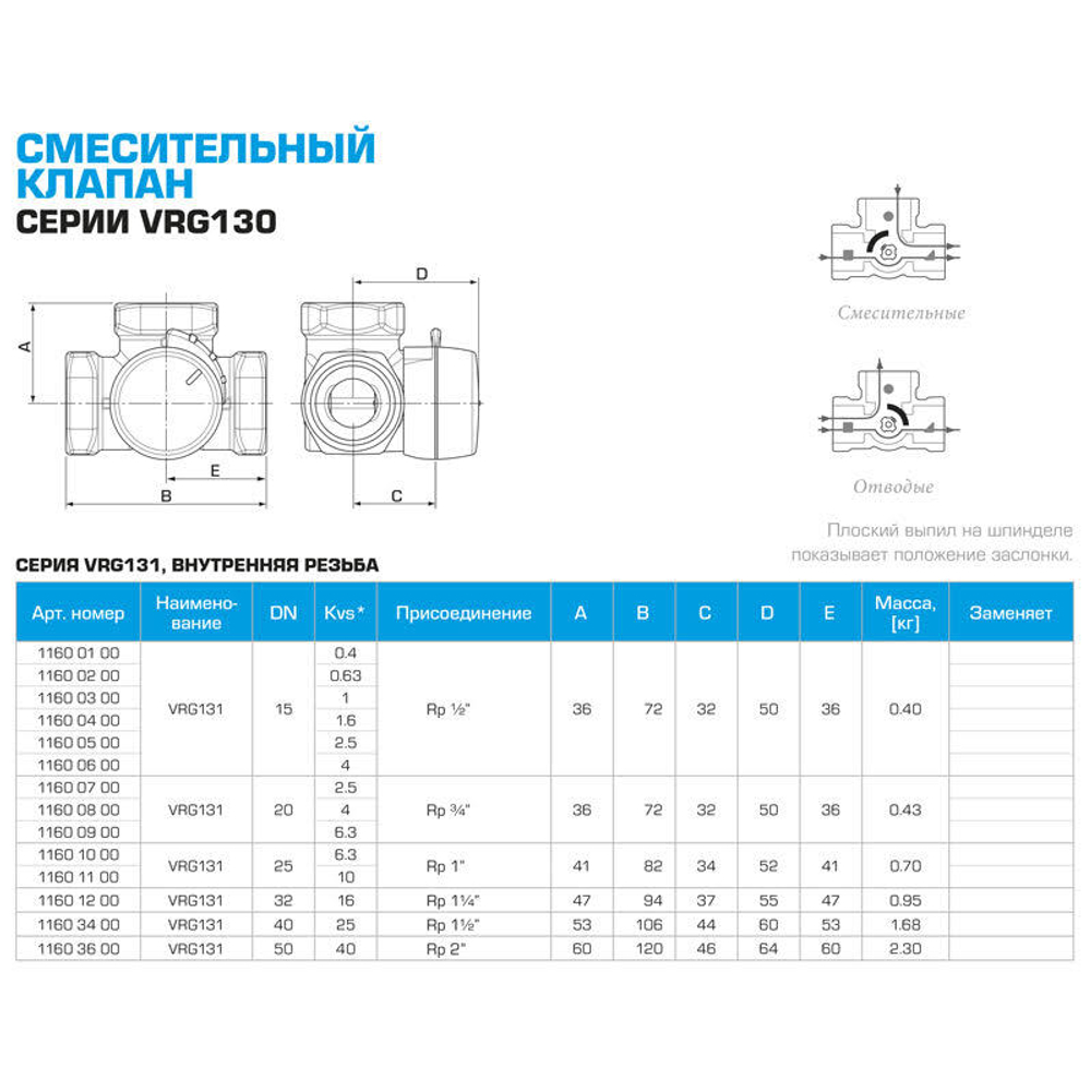 Трехходовой клапан Esbe VRG131 DN15 Kvs 1.6 - 11600400