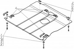 Защита картера Двигателя, КПП. 2 мм, Сталь. для Mercedes B-class 2005-2008, Mercedes B-class 2008-2011 MOTODOR.01220