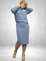20841 Костюм женский с юбкой трикотаж Ангора голубой меланж (58/60)