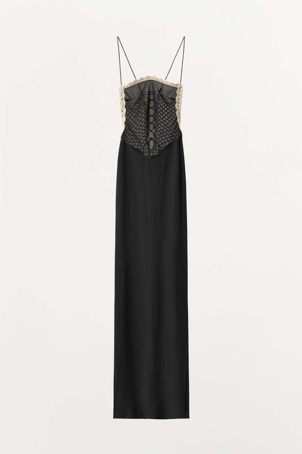 ZARA ПЛАТЬЕ-МИДИ НА ТОНКИХ БРЕТЕЛЯХ, ЧЕРНЫЙ