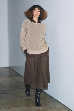 ZARA ДЖЕМПЕР В СТИЛЕ РУСТИК С ДЛИННЫМИ РУКАВАМИ, ПЕСОЧНЫЙ