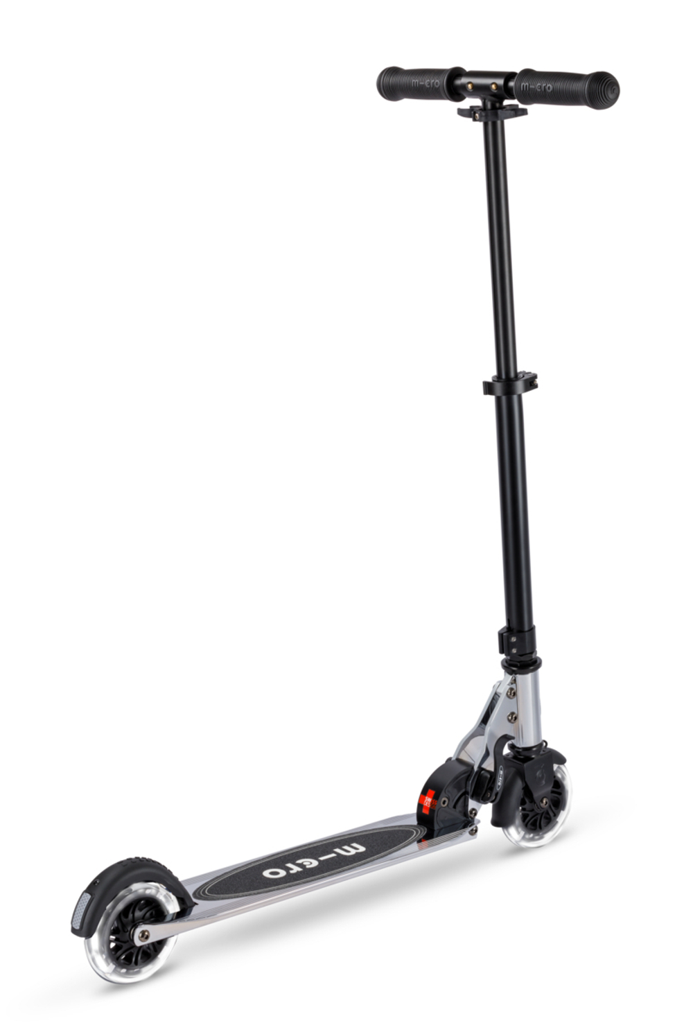 Самокат Micro Sprite LED, серебристый хром