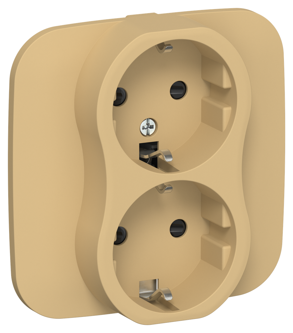 FLITE Розетка 2-местная с заземлением с защитными шторками безвинтовое крепление 16А РСш12-1-А-ФлШм шамуа IEK