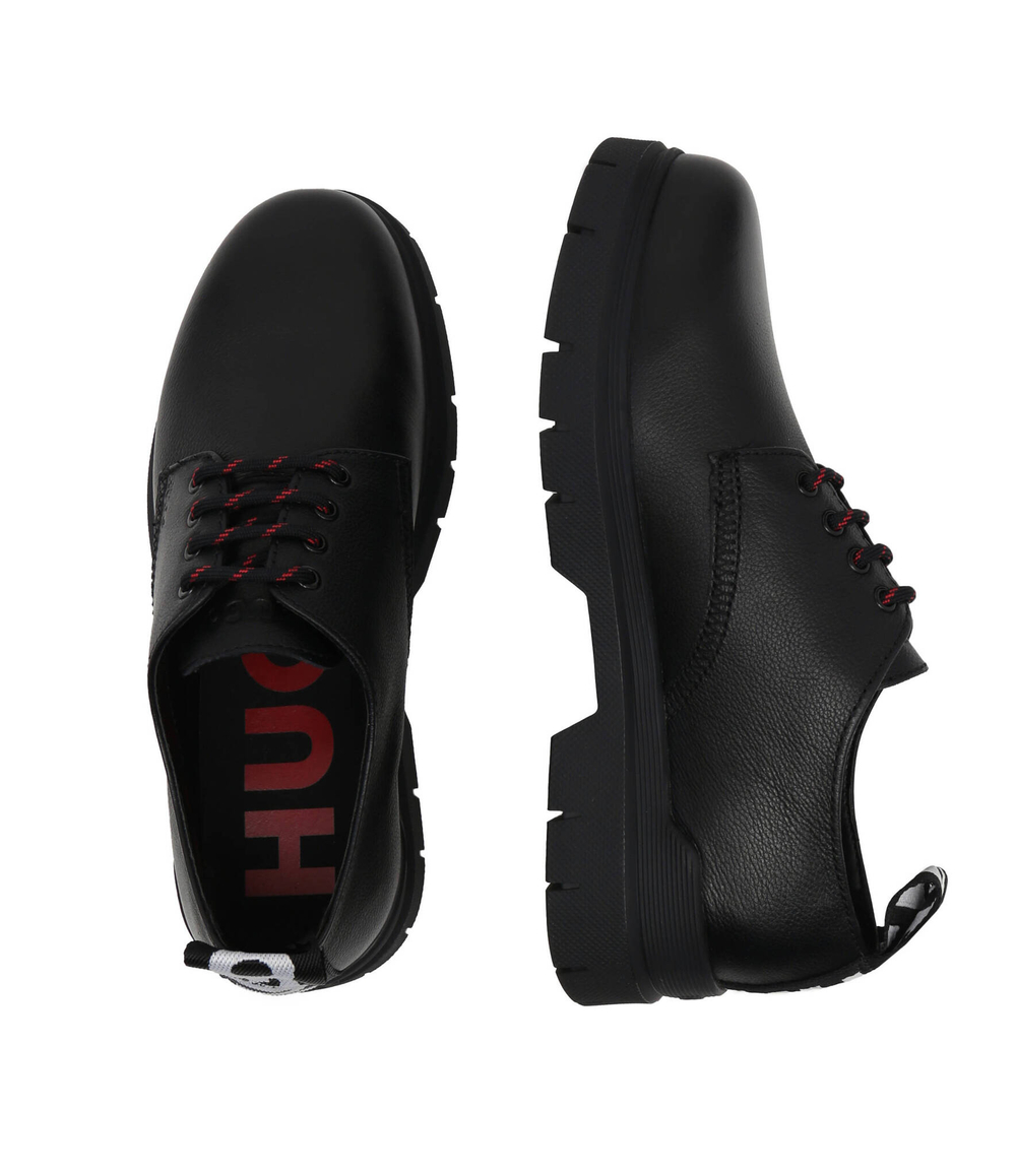 Кожаные дерби ryan_derb_ltgr HUGO - черный(50498555)