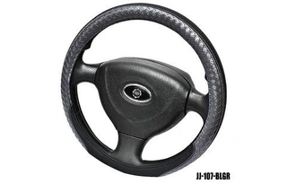 Оплетка на руль круглая Coolpart MAXIMAL (37*38) к/з черный/серый Плетенка JJ-107-BLGR