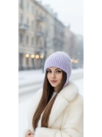 шапка ушанка вязаная зимняя ангора пушистая