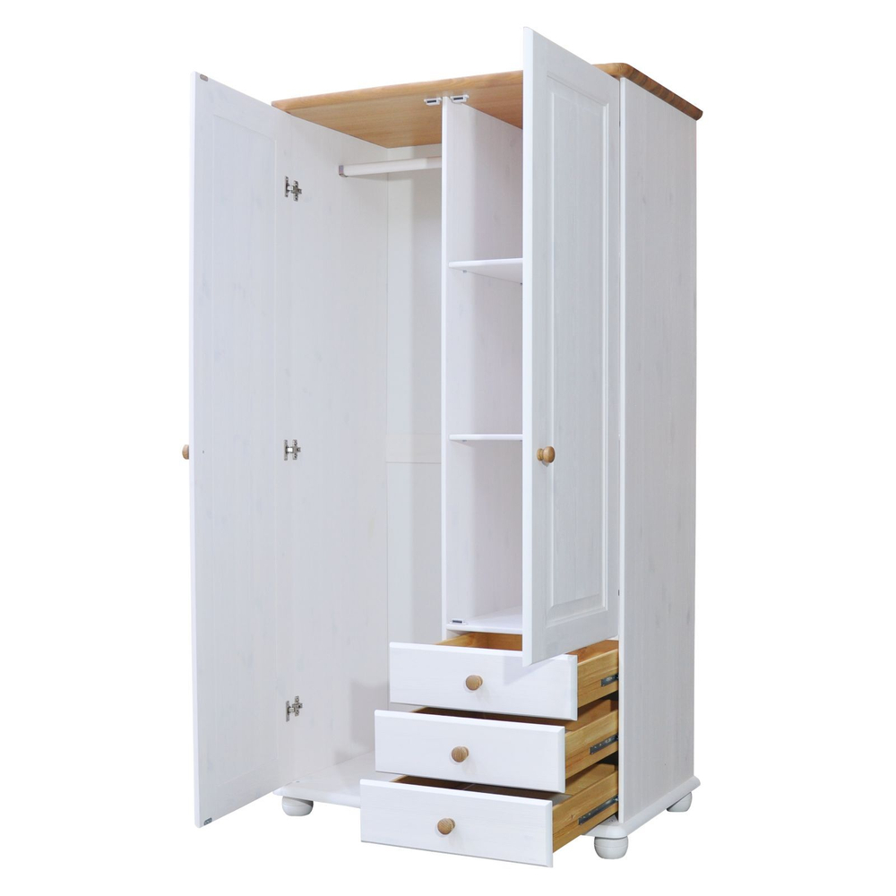 Шкаф 2 двери Фалко из массива сосны, белый