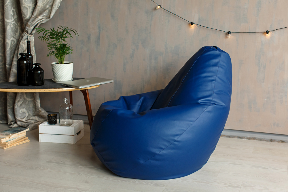 Кресло Мешок Груша Синяя ЭкоКожа (XL, Классический)