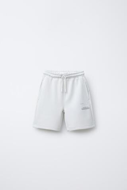 ZARA ШОРТЫ В СПОРТИВНОМ СТИЛЕ, ЭКРЮ