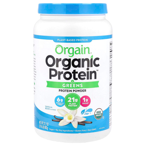 Orgain, Organic Protein™, протеиновый порошок с зеленью, на растительной основе, со вкусом ванили, 882 г (1,94 фунта)