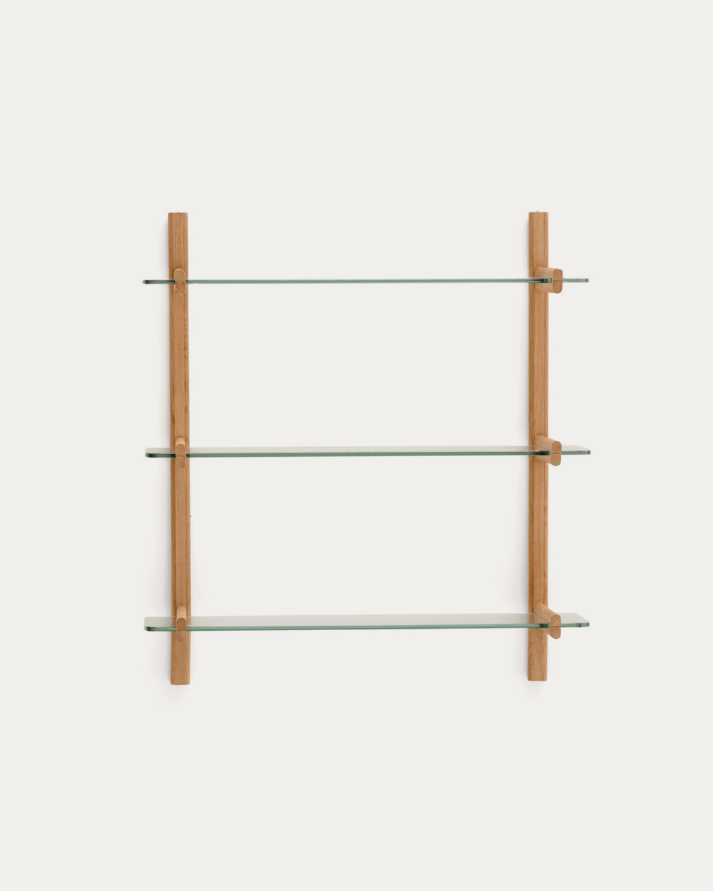 Модульный стеллаж Sitra из массива дуба с 3 стеклянными полками
