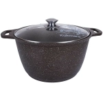 Кастрюля 6л «Мраморная»(кофейный мрамор) со стеклянной крышкой кмк62а