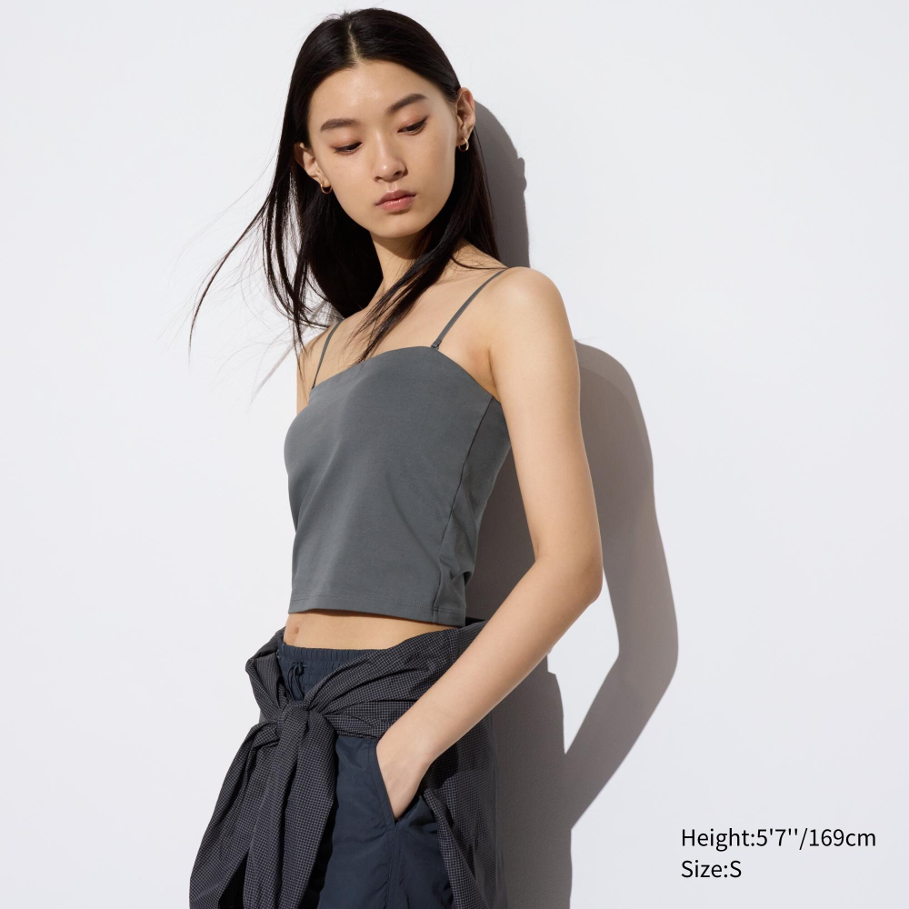 UNIQLO | Короткая Хлопковая Футболка С Бюстгальтером Airism