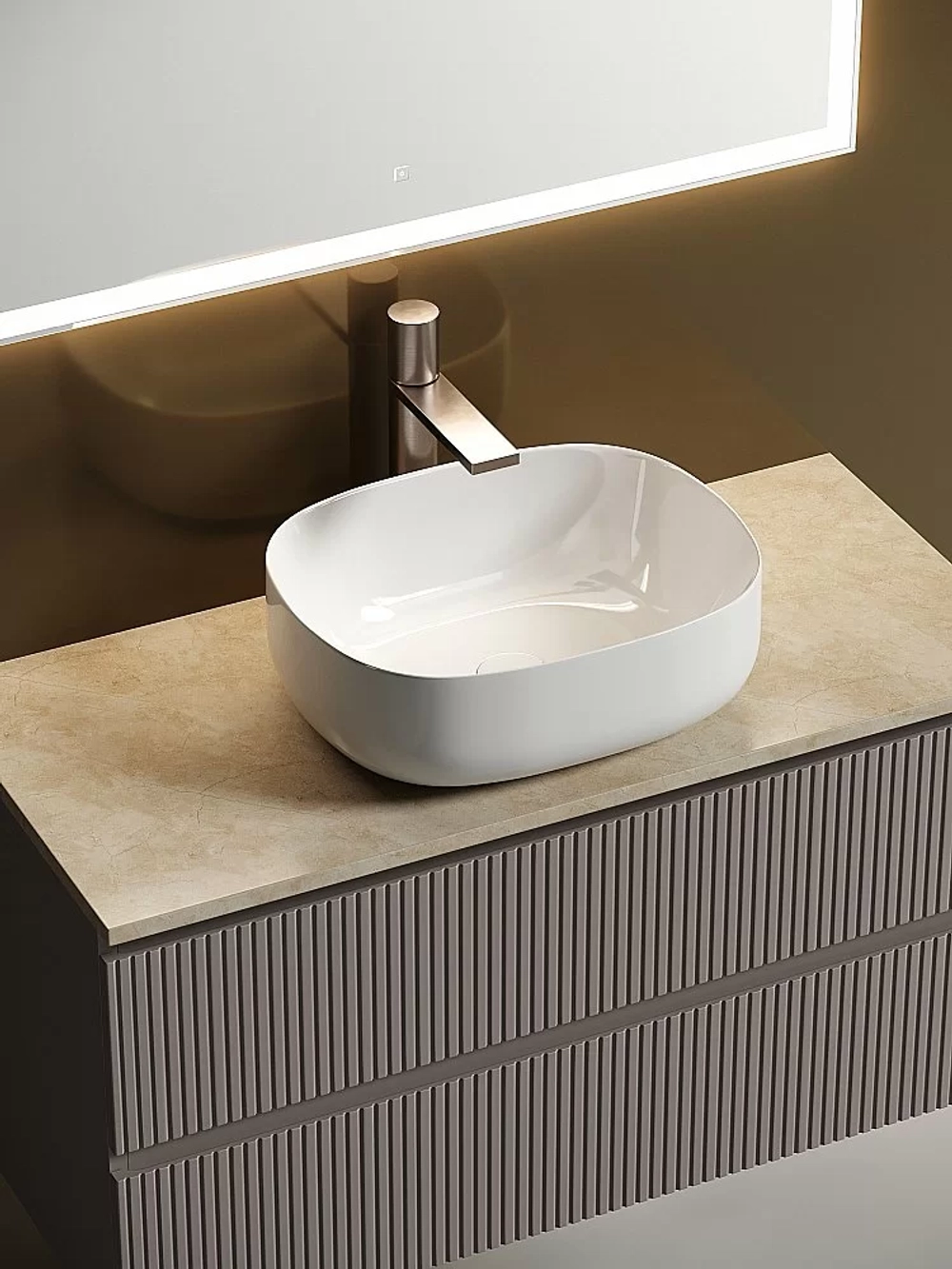 Тумба с раковиной Sancos SNOB T 100 со столешницей, Doha Soft