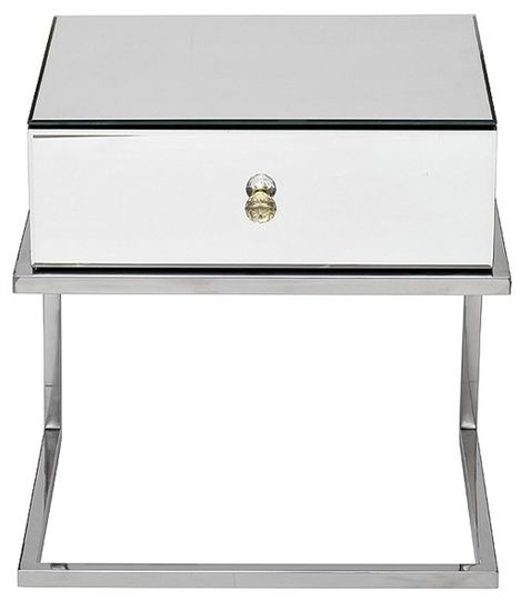 KFG131 Тумба зерк. с ящиком каркас н/ж сталь хром 50*40*50см