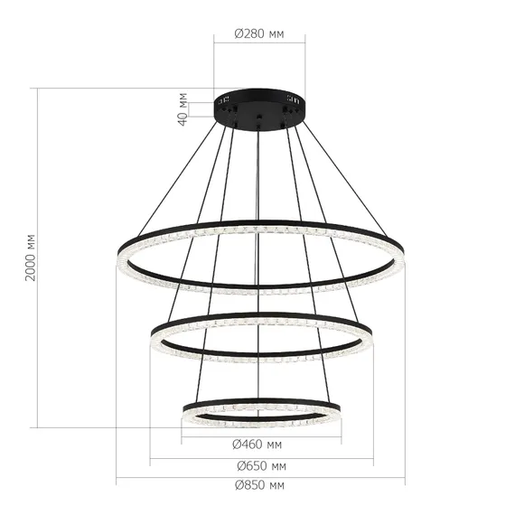 SL1018.403.03 Светильник подвесной ST-Luce черный/прозрачный LED 1*130W 4000K EUCLIDICS