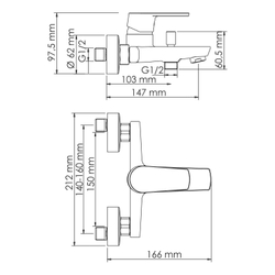 Dill 6101 Смеситель для ванны с коротким изливом