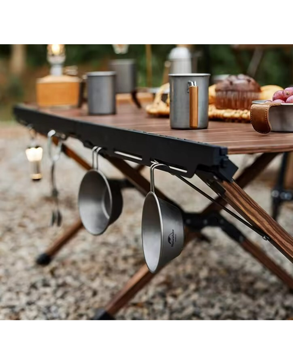 Стол туристический Naturehike складной, 125х60х45 см,с Х-образными ножками, коричневый