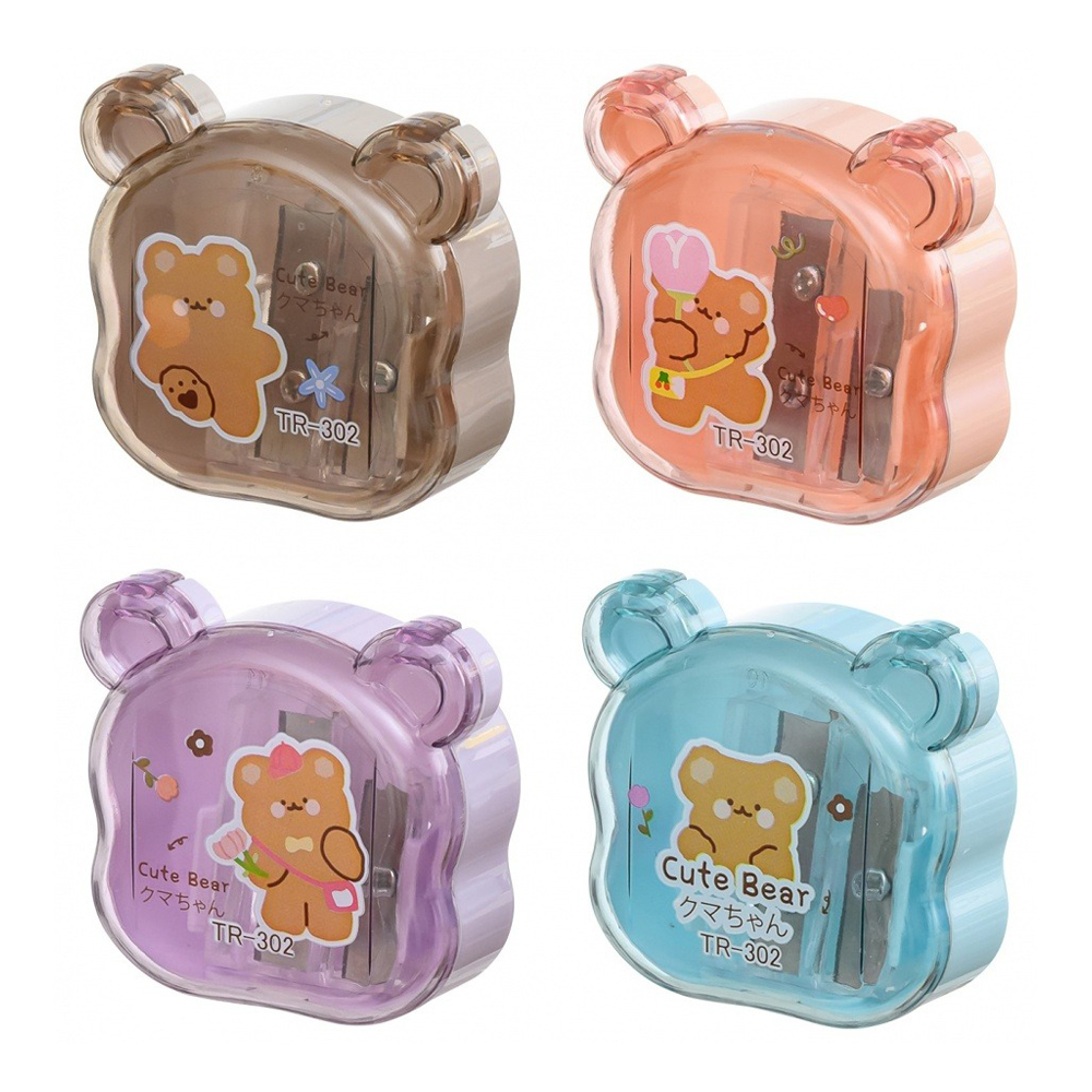 Точилка Basir, двойная, с контейнером, серия "Мишка", 5*4.5 см