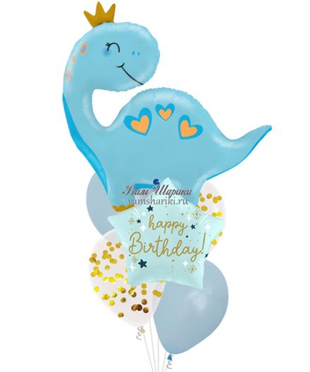 Фонтан шаров "Голубая Динозавра на День Рождения"