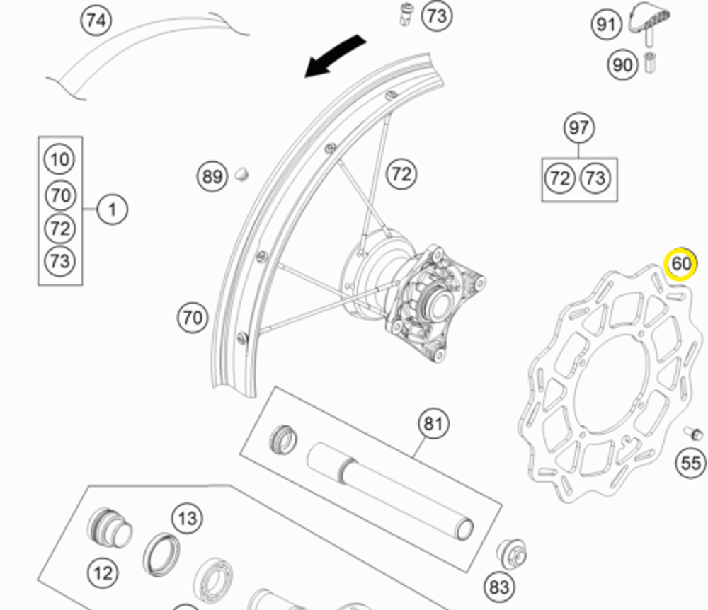 Диск тормозной передний Husqvarna TC-85 D=240mm