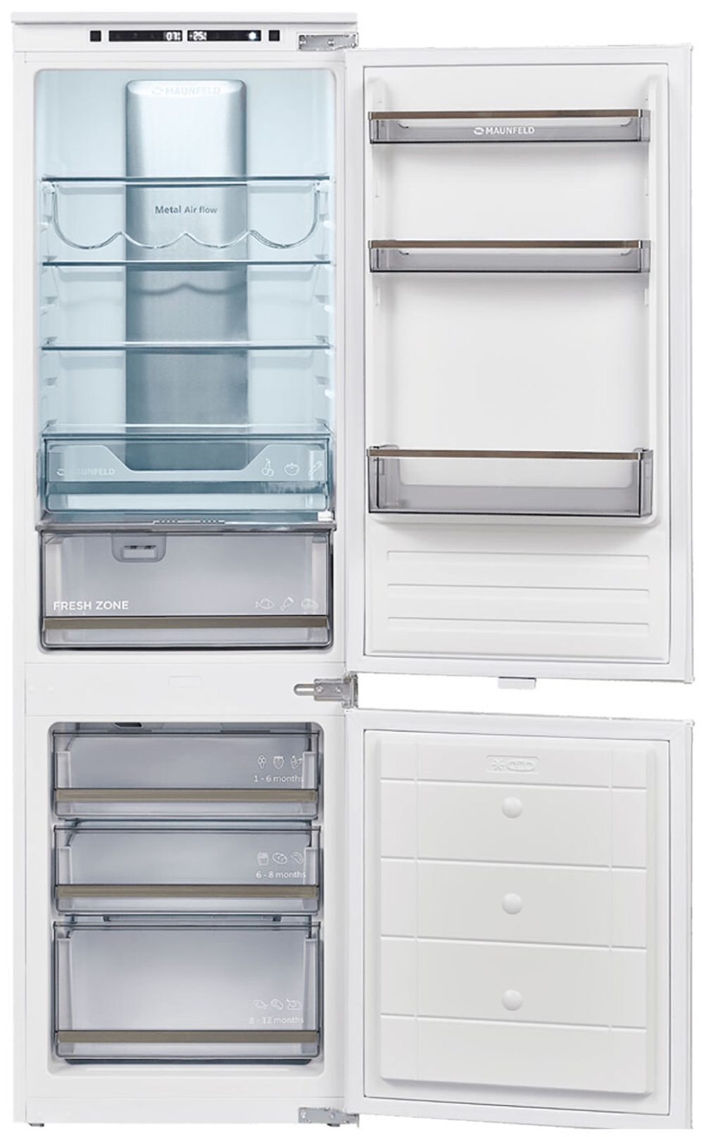 Встраиваемый двухкамерный холодильник Maunfeld MBF177NFWHGR Inverter