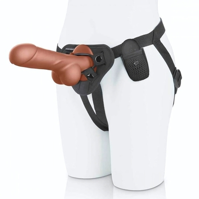 Реалистичный страпон с радиоуправлением Remote Control Realistic - 21 см. (Цвет: телесный с черным)