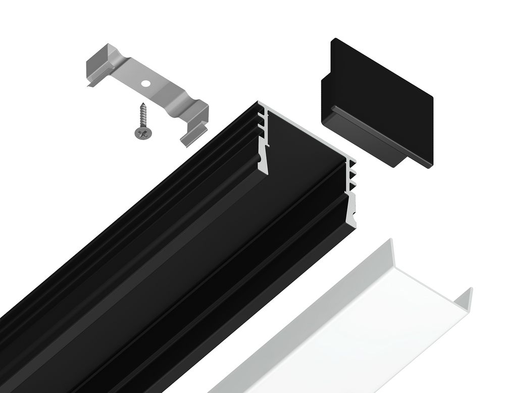 Ambrella Алюминиевый профиль накладной 18*4 для светодиодной ленты до 15мм Alum Profile GP1750BK