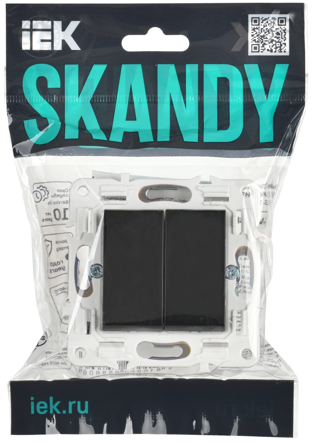 SKANDY Выключатель 2-клавишный 10А SK-V04Bl черный IEK