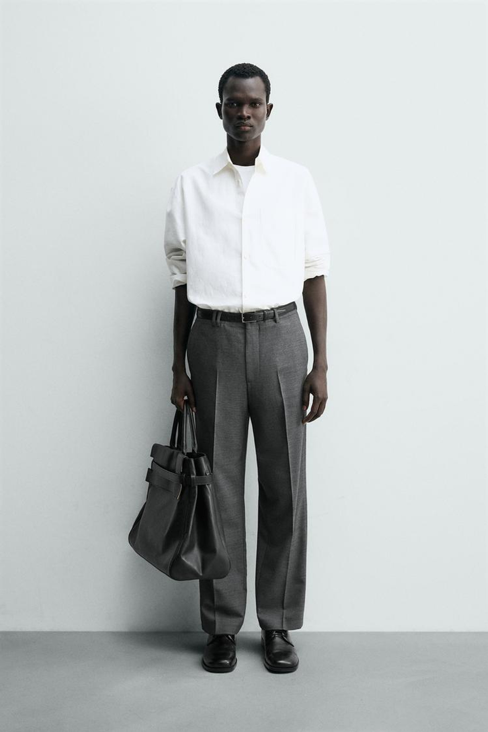 ZARA БРЮКИ STRAIGHT FIT КОМФОРТ, СЕРЫЙ МЕЛАНЖ