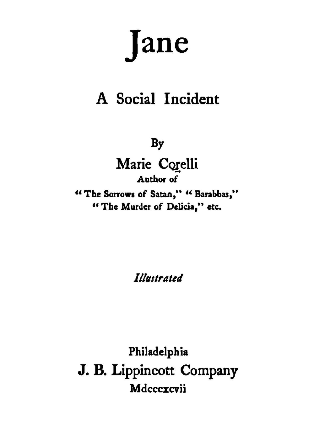 Jane, a social incident | Marie Corelli