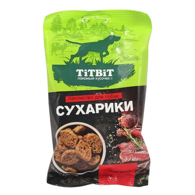 Лакомство "Сухарики с телятиной" 55 г - для собак (TiTBiT Лакомый кусочек 25635)