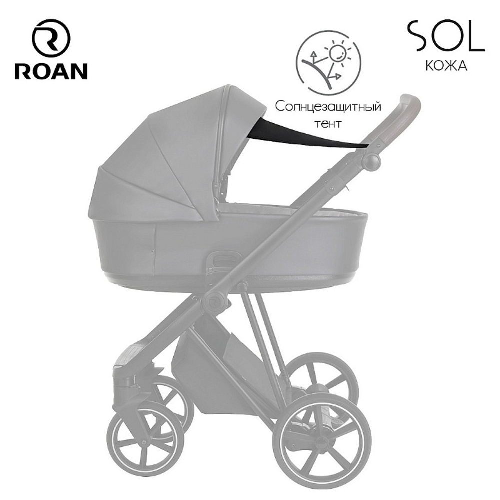 Детская коляска Roan Sol Кожа 2 в 1 RSL/2023 Misti Mint/Grey/руч. Серый