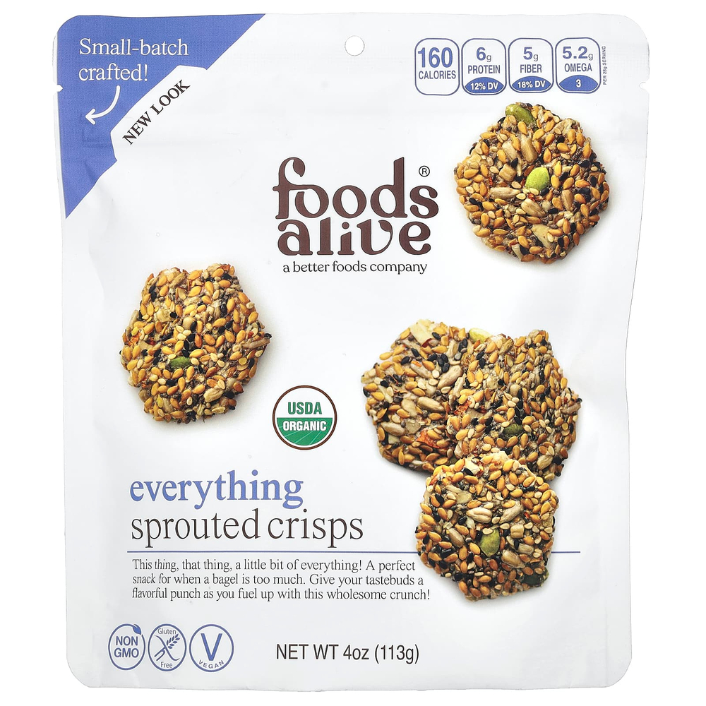 Foods Alive, Хрустящие чипсы, все, 113 г (4 унции)