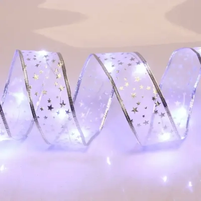 Гирлянда для дома ЛЕНТА ДЕКОРАТИВНАЯ «Звездочки» 2,0 м, 5 см (на батарейках), Белый (подсветка белая)