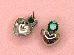 Швензы сердце green 16х11 мм