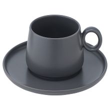 Набор из двух чайных пар темно-серого цвета из коллекции Essential, 250 мл
