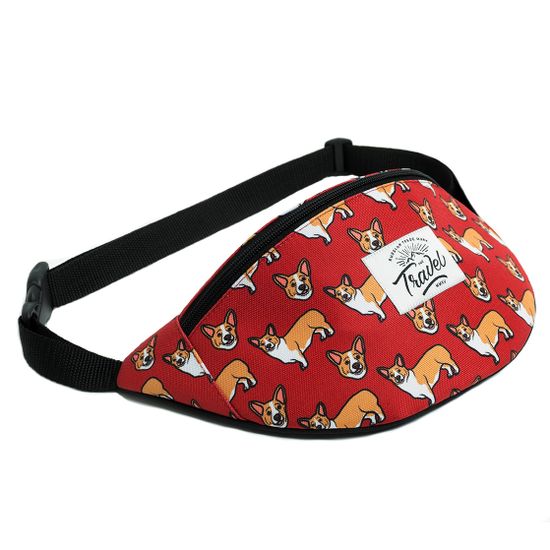 Поясная сумка Travel. Корги. Красный