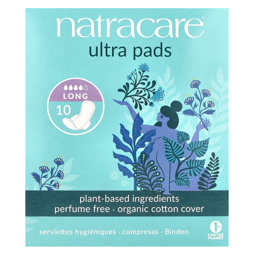 Natracare, Ultra, прокладки, поверхность из органического хлопка, длинные, 10 штук