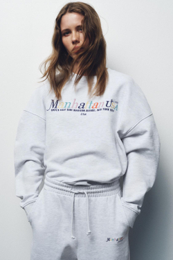 ZARA ТОЛСТОВКА В СТИЛЕ ПРЕППИ, СЕРЫЙ МЕЛАНЖ