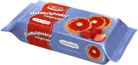 Печенье Янтарные Сладости с желе со вкусом Клубники 250г
