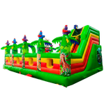 Коммерческий надувной батут "Джунгли" с горкой, 9*6*4.5 м